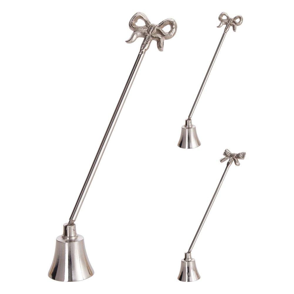 Spegnicandela in alluminio color argento con fiocco 23 cm – 1 pezzo, design assortito 1