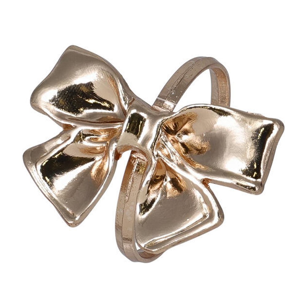Set 4 portatovaglioli a fiocco in metallo color oro 5x5 cm – 1 set, modello assortito 3