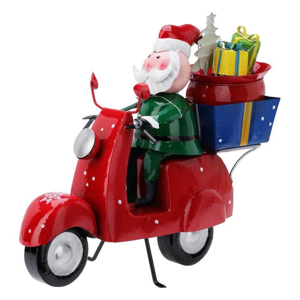 Babbo Natale in scooter luminoso in metallo con 20 LED 25,5 cm – 1 pezzo, colore assortito 3