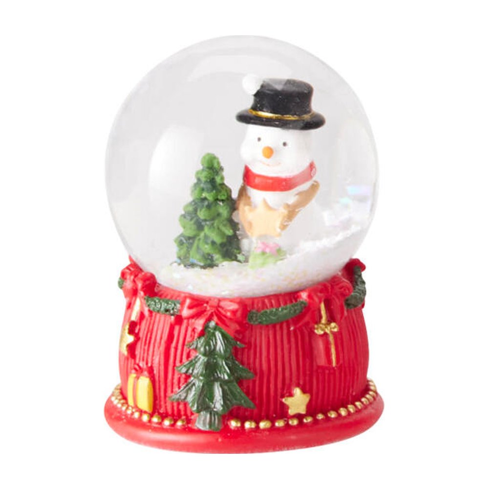 Mini boule de neige con base rossa in resina e vetro 6,5 cm – 1 pezzo, soggetto assortito 5