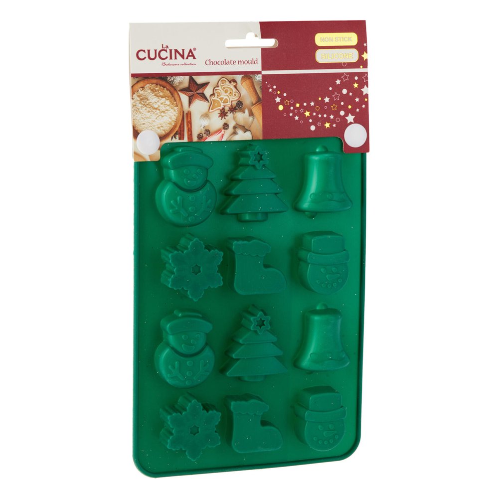 Stampo in silicone per cioccolatini natalizi 12 forme 20x14 cm – 1 pezzo, colore assortito 3