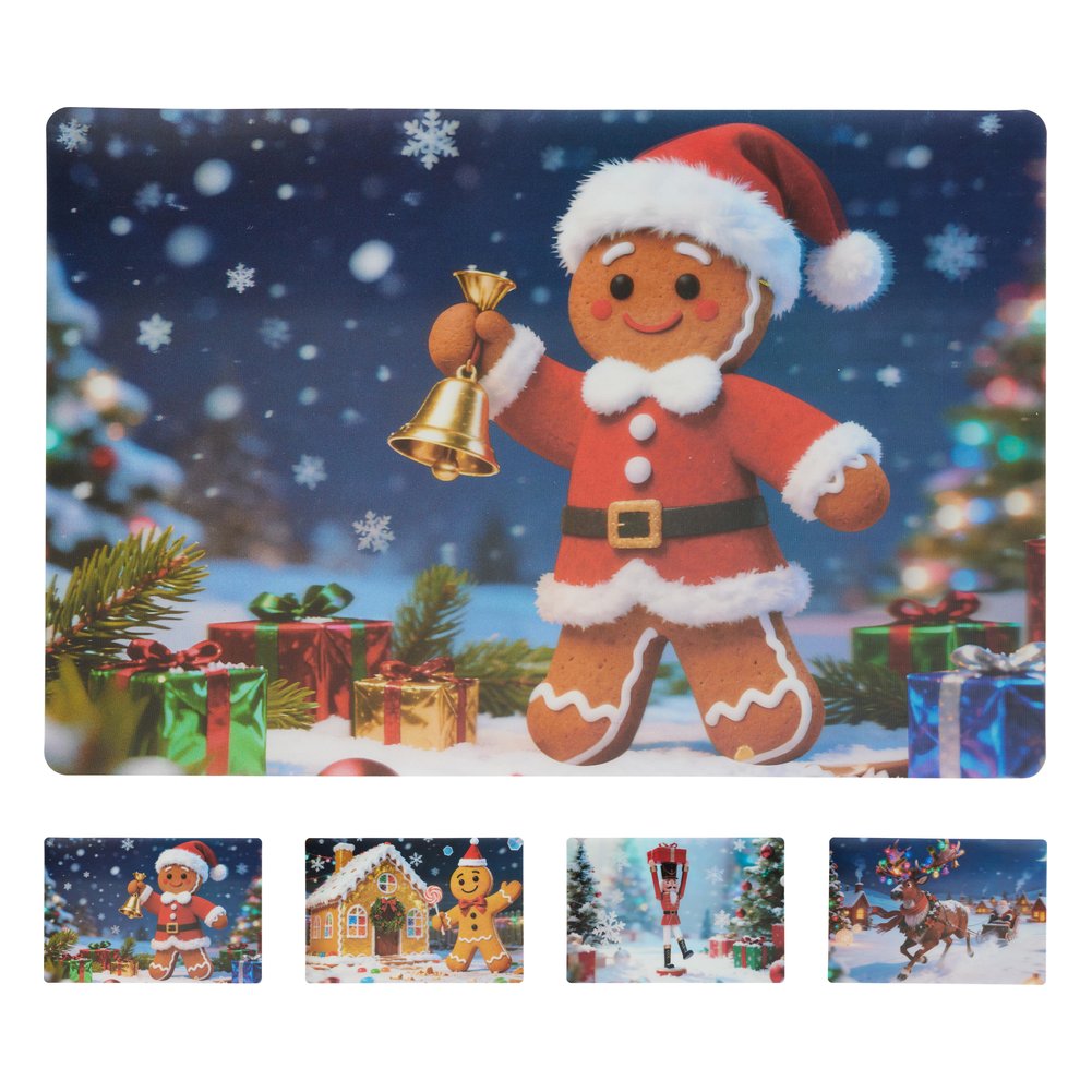 Tovaglietta americana natalizia effetto 3D in PP 42x28 cm – 1 pezzo, design assortito 1