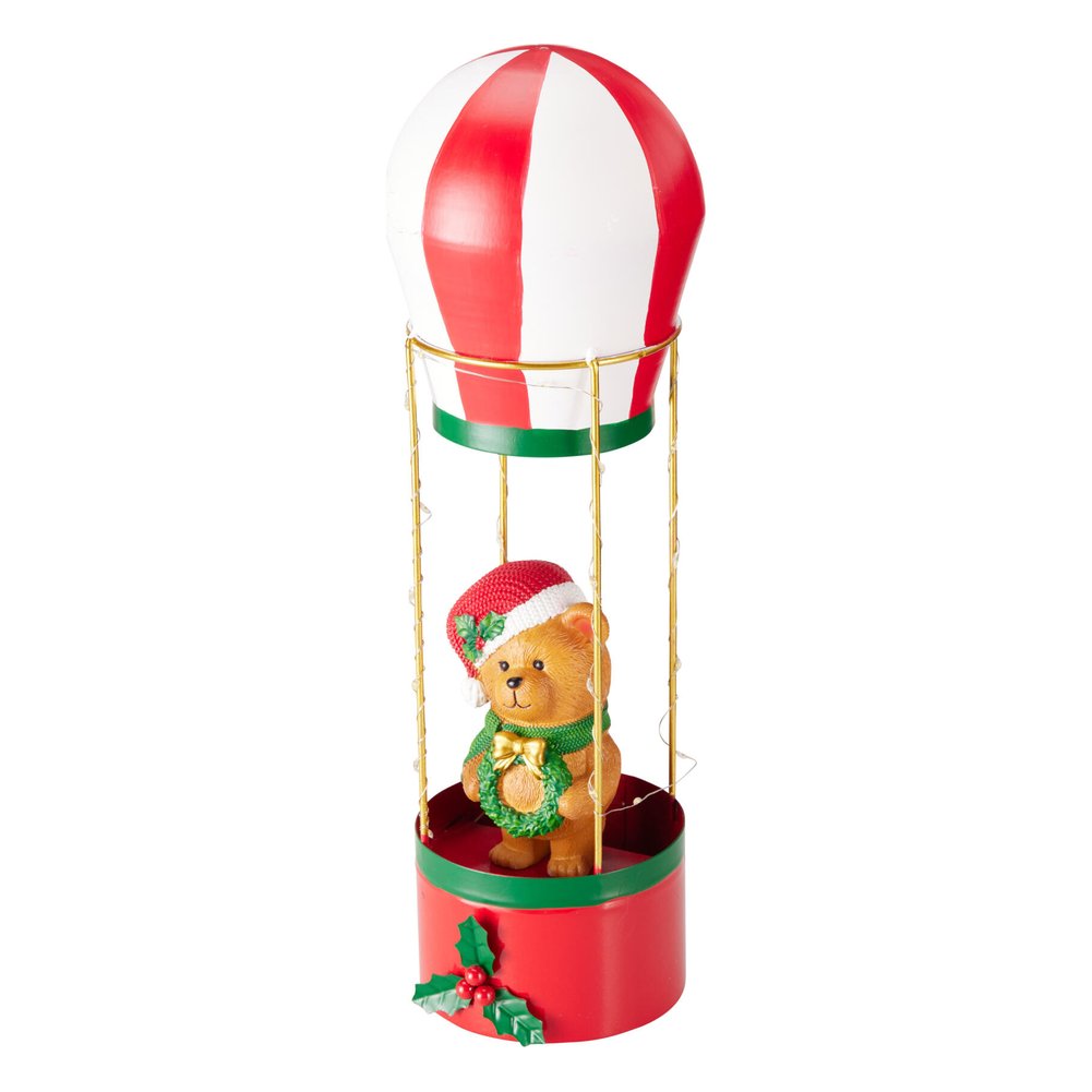 Decorazione luminosa orsetto in mongolfiera in ferro con 25 LED 37 cm – 1 pezzo, design assortito 2