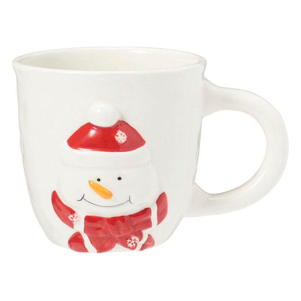 Tazza mug natalizia in dolomite bianca con soggetto in rilievo 500 ml – 1 pezzo, soggetto assortito 3