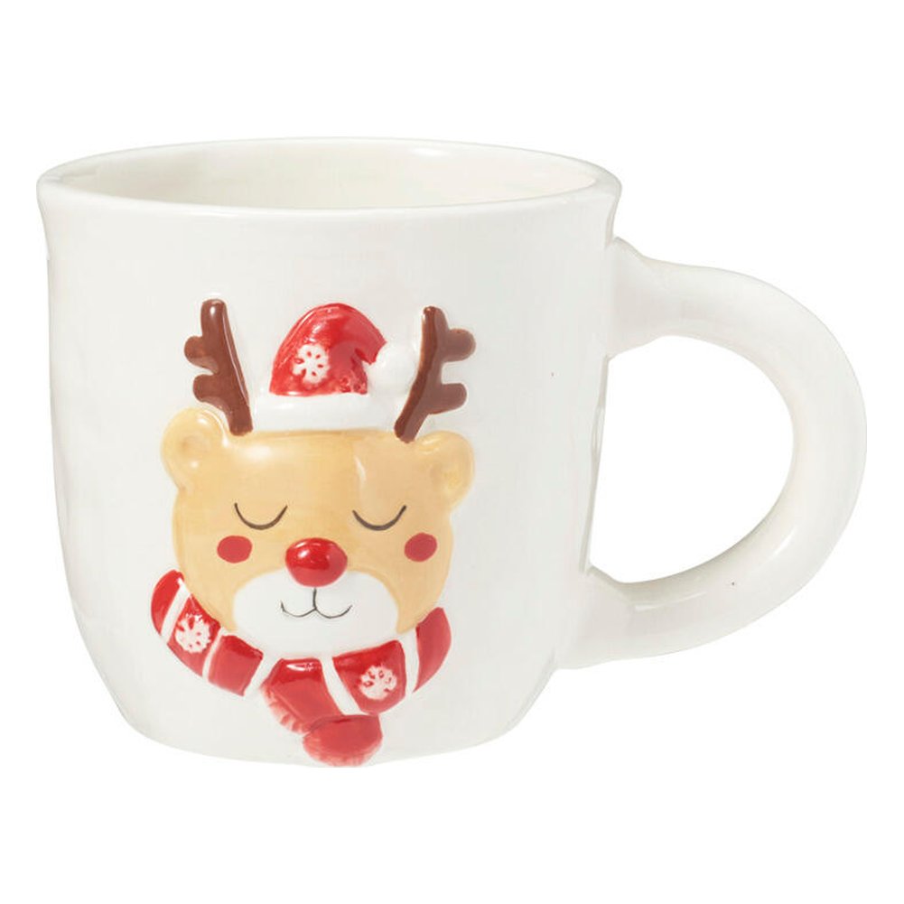 Tazza mug natalizia in dolomite bianca con soggetto in rilievo 500 ml – 1 pezzo, soggetto assortito 4