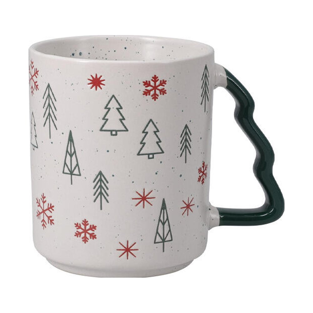 Tazza mug natalizia in gres con manico ad albero 450 ml – 1 pezzo, design assortito 5