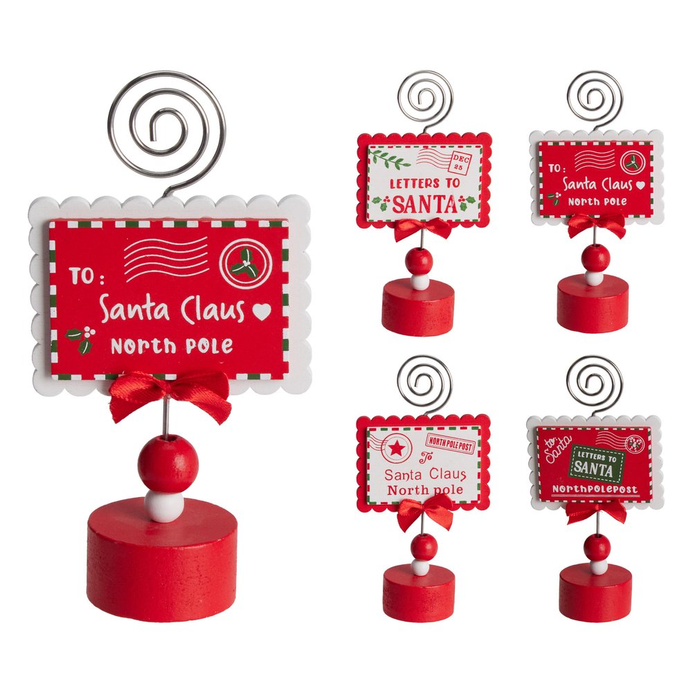 Segnaposto portafoto a lettera per Babbo Natale con clip – 1 pezzo, design assortito 1