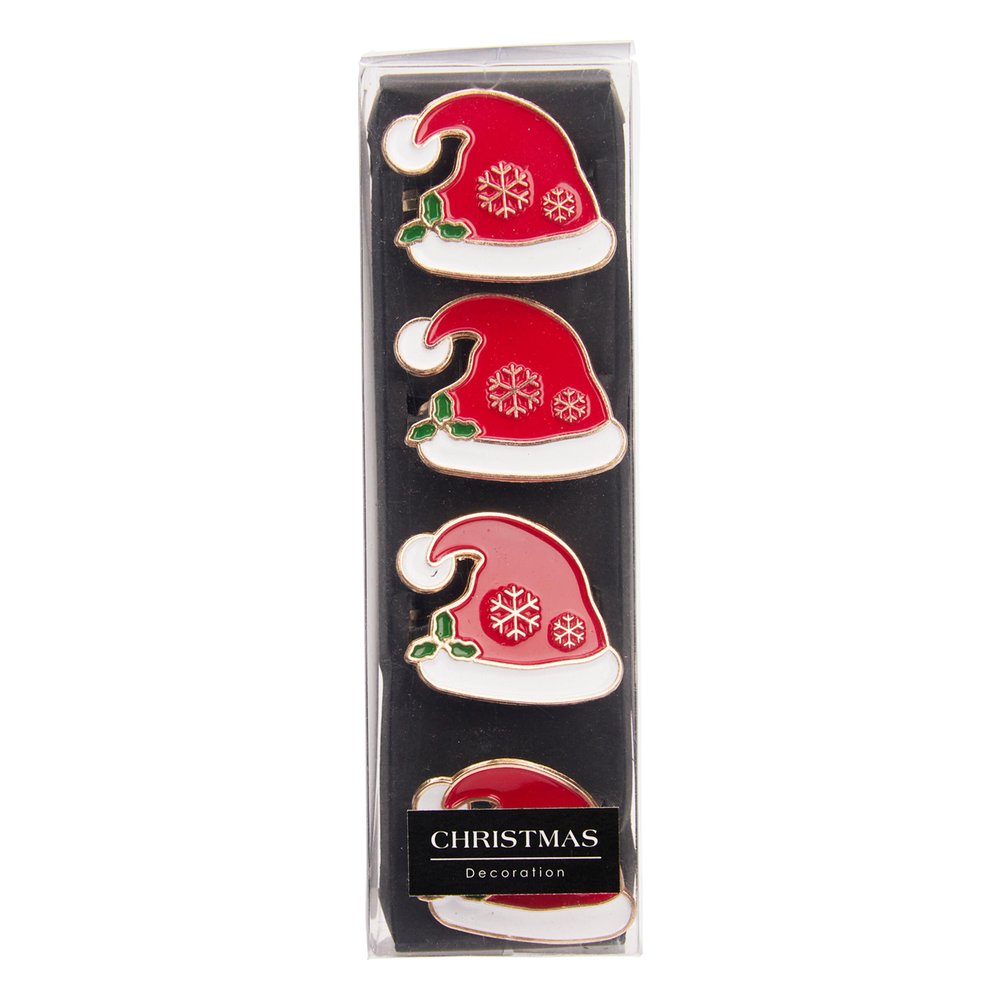 Set 4 portatovaglioli natalizi in zinco – 1 set, modello assortito (cappelli di Babbo Natale o bastoncini) 2