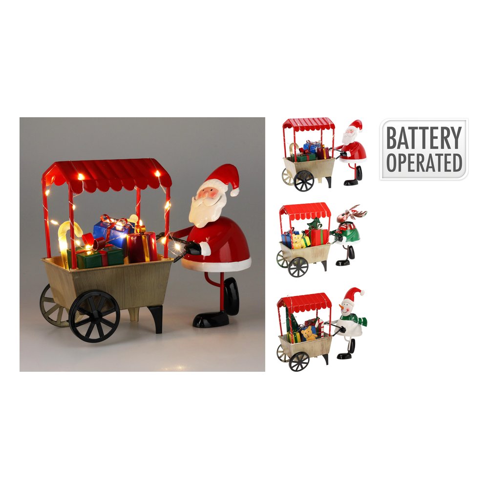 Decorazione luminosa carretto dei regali in ferro con 20 LED 24,5 cm – 1 pezzo, soggetto assortito 1