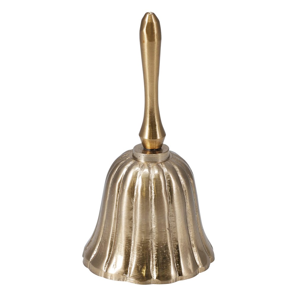 Campanella decorativa in alluminio color oro con manico 11,5 cm