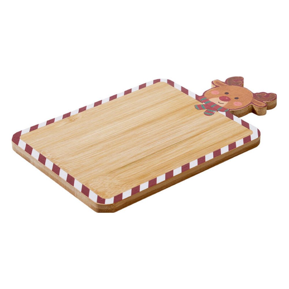 Tagliere vassoio in bambù con bordo decorato 25x15 cm – foto 2: soggetto renna