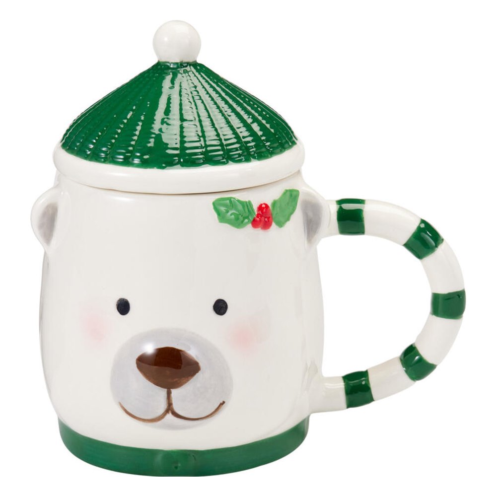 Tazza mug natalizia con coperchio a cappello in ceramica 370 ml – 1 pezzo, soggetto assortito 5