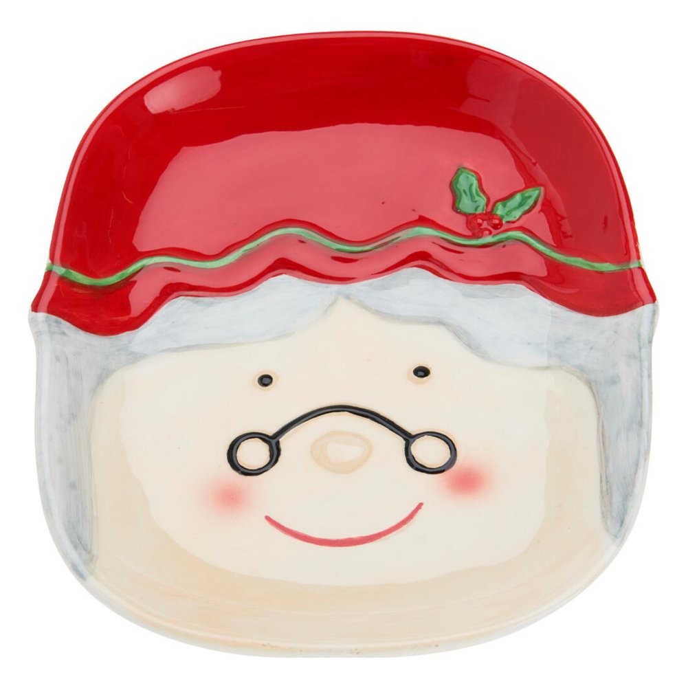 Piatto in ceramica viso di Babbo Natale o Mamma Natale 21 cm – 1 pezzo, soggetto assortito 3