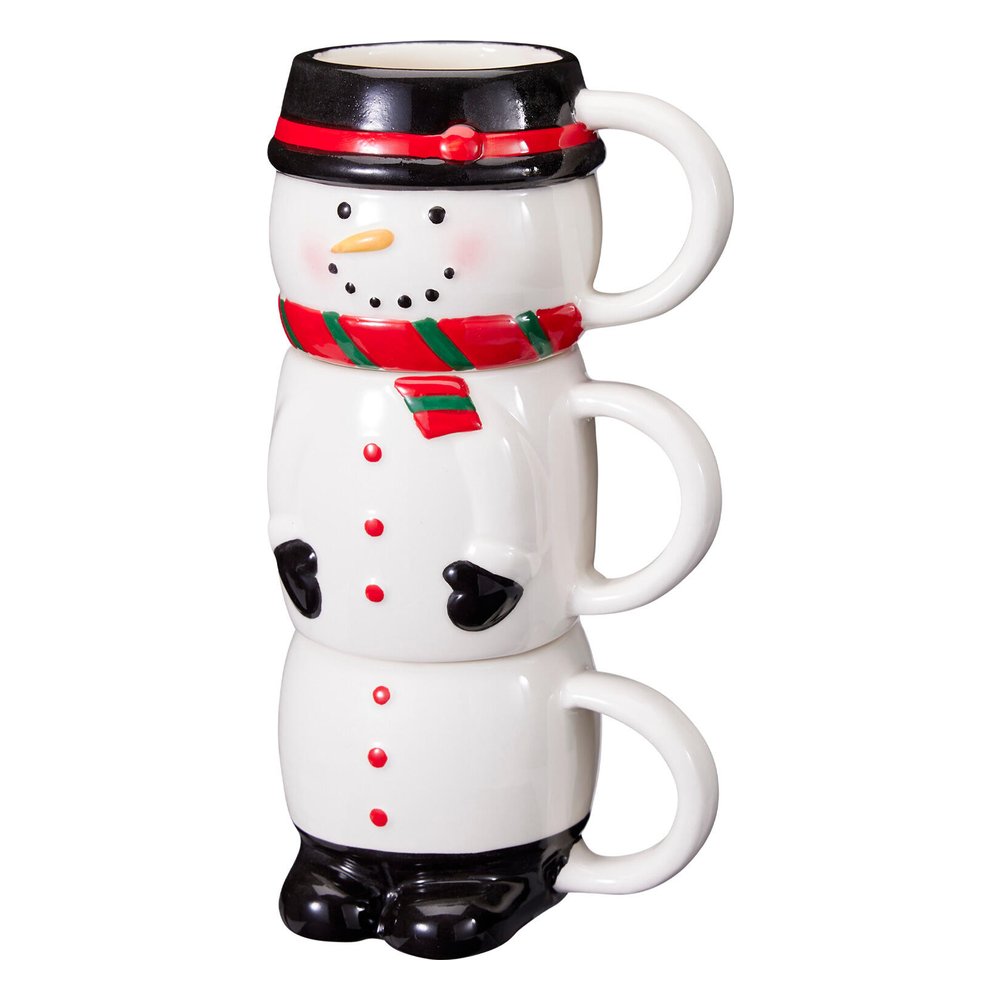Set 3 tazzine espresso impilabili in ceramica a forma di personaggio natalizio 90 ml – 1 set, soggetto assortito 4