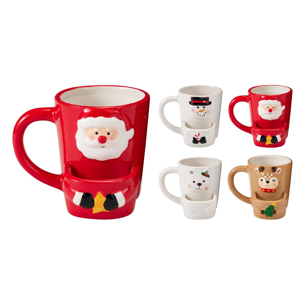 Tazza mug natalizia in ceramica con tasca porta biscotti 250 ml – 1 pezzo, soggetto assortito 1