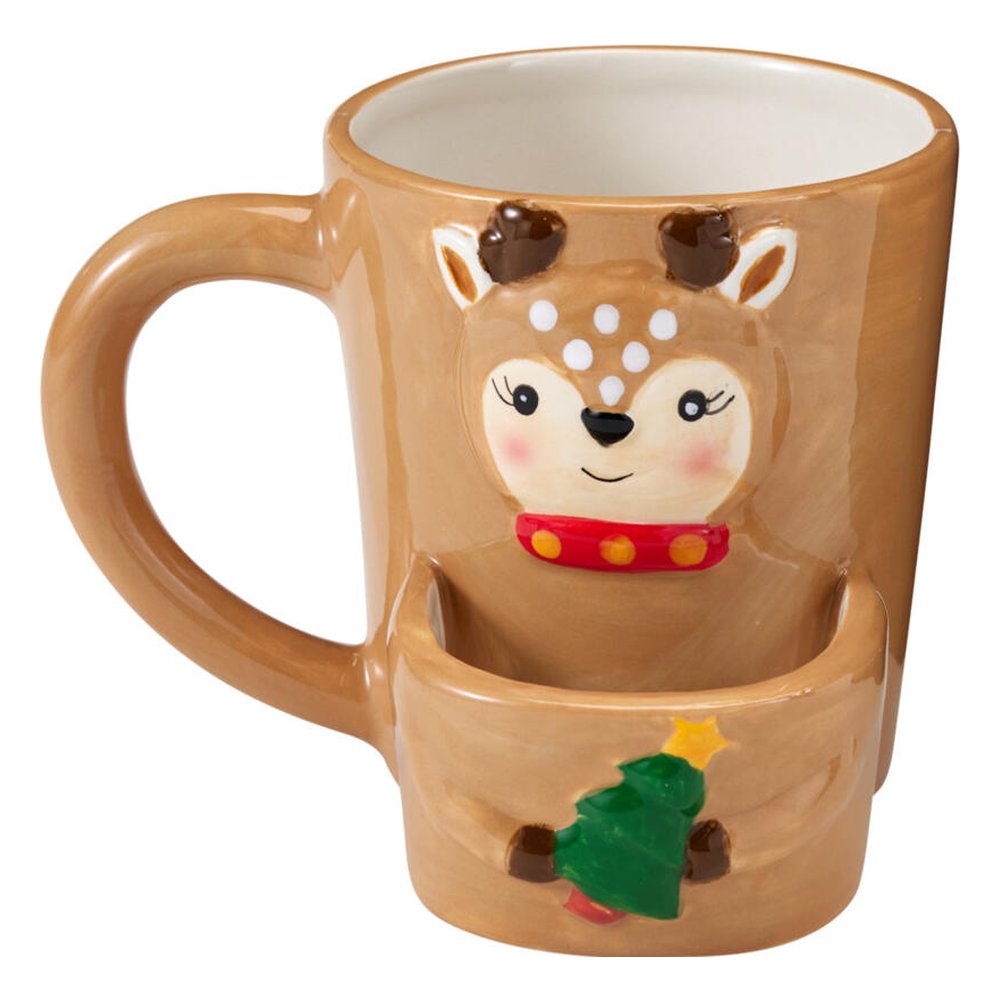 Tazza mug natalizia in ceramica con tasca porta biscotti 250 ml – 1 pezzo, soggetto assortito 5
