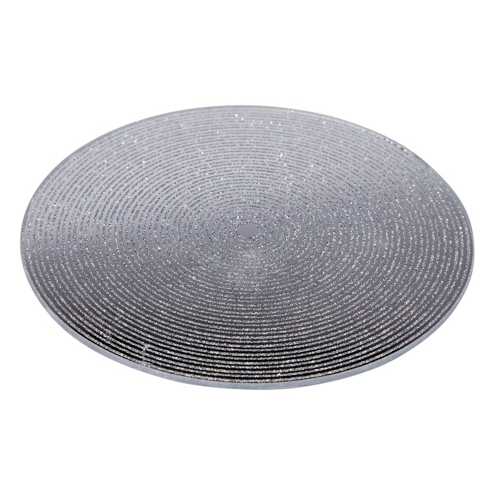 Piatto sottocandela in vetro a specchio argento glitter Ø 10 cm
