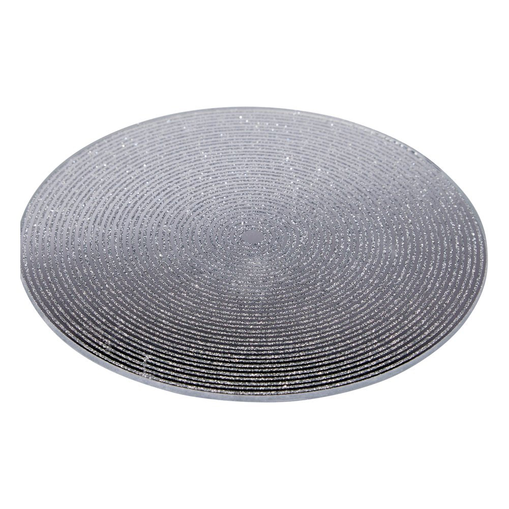 Piatto sottocandela in vetro a specchio argento glitter Ø 15 cm