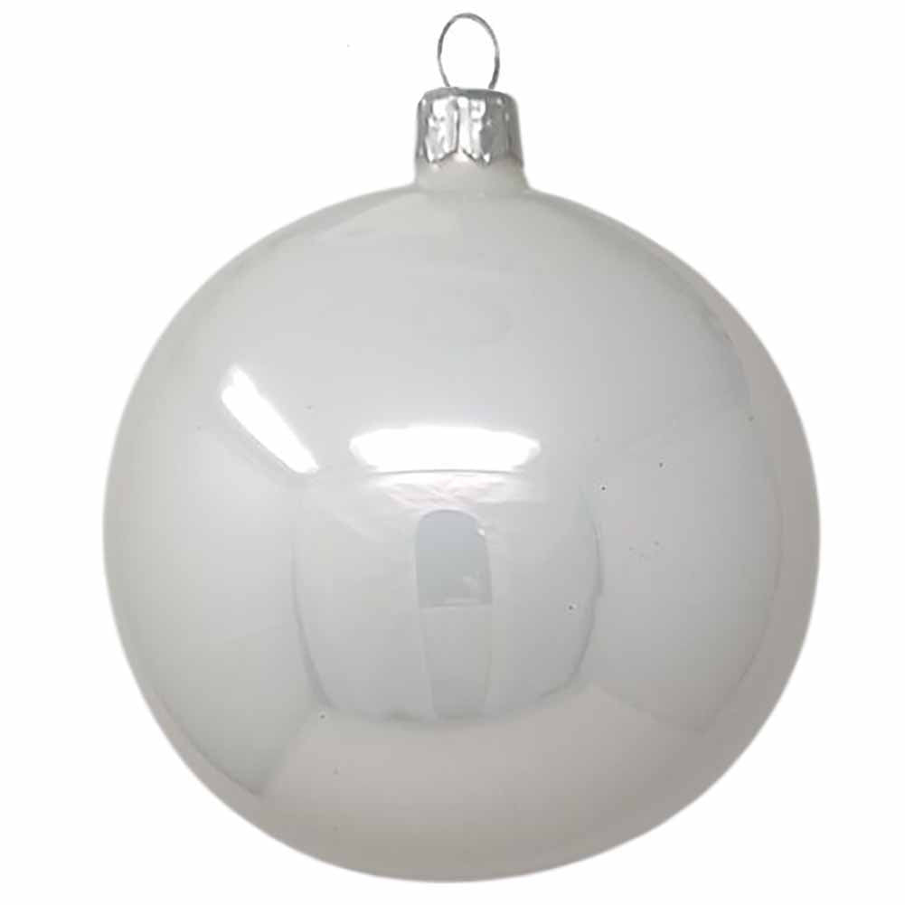 Confezione di 6 palline di Natale in vetro bianco inverno smaltato 6cm 2
