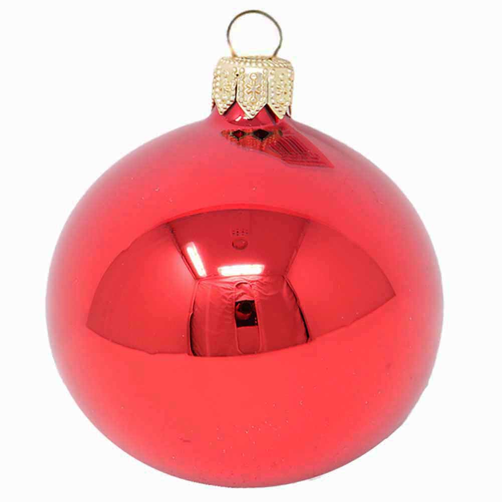Confezione di 6 palline di Natale in vetro rosso lucido 8cm 2