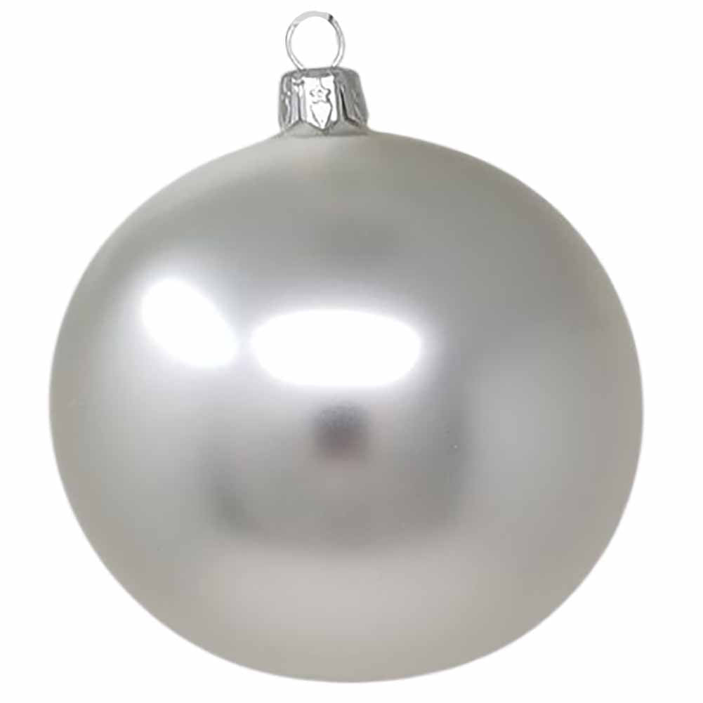 Confezione di 4 palline di Natale in vetro argento opaco 10cm 2