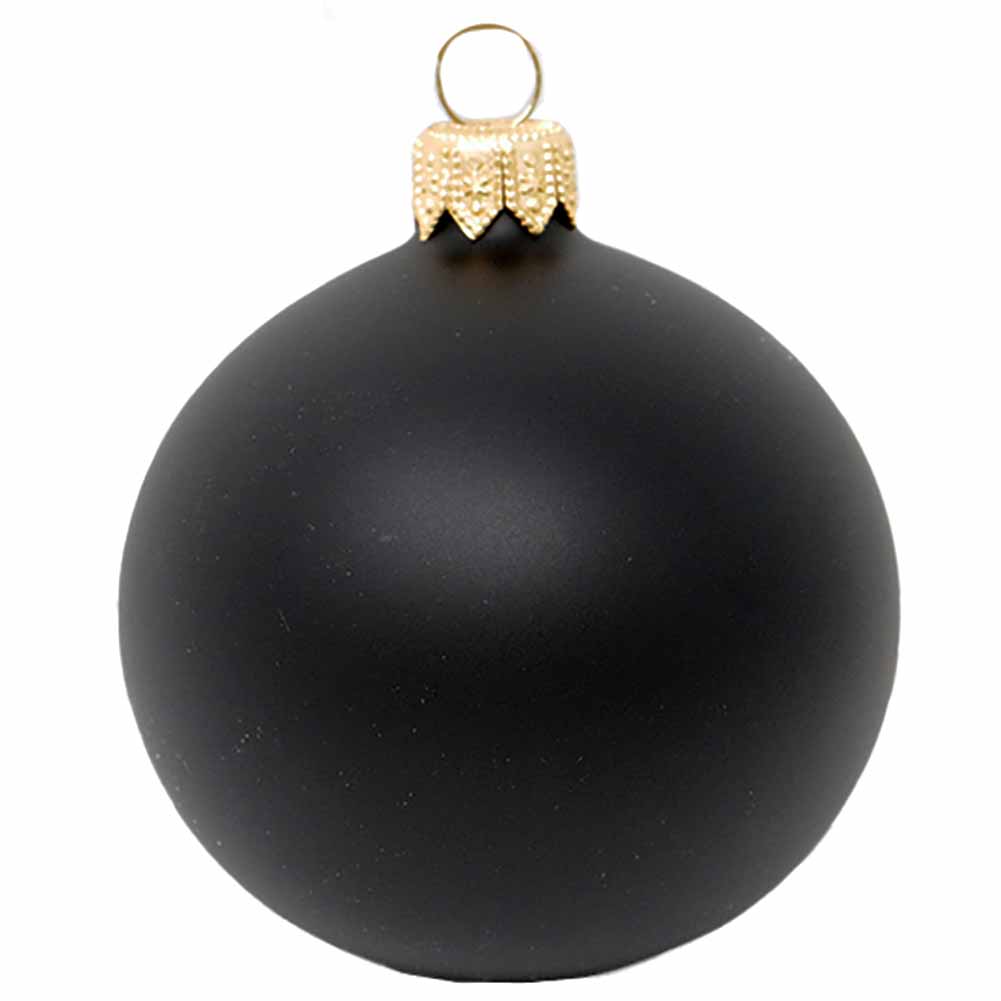 Confezione di 4 palline di Natale in vetro nero opaco 10cm 2