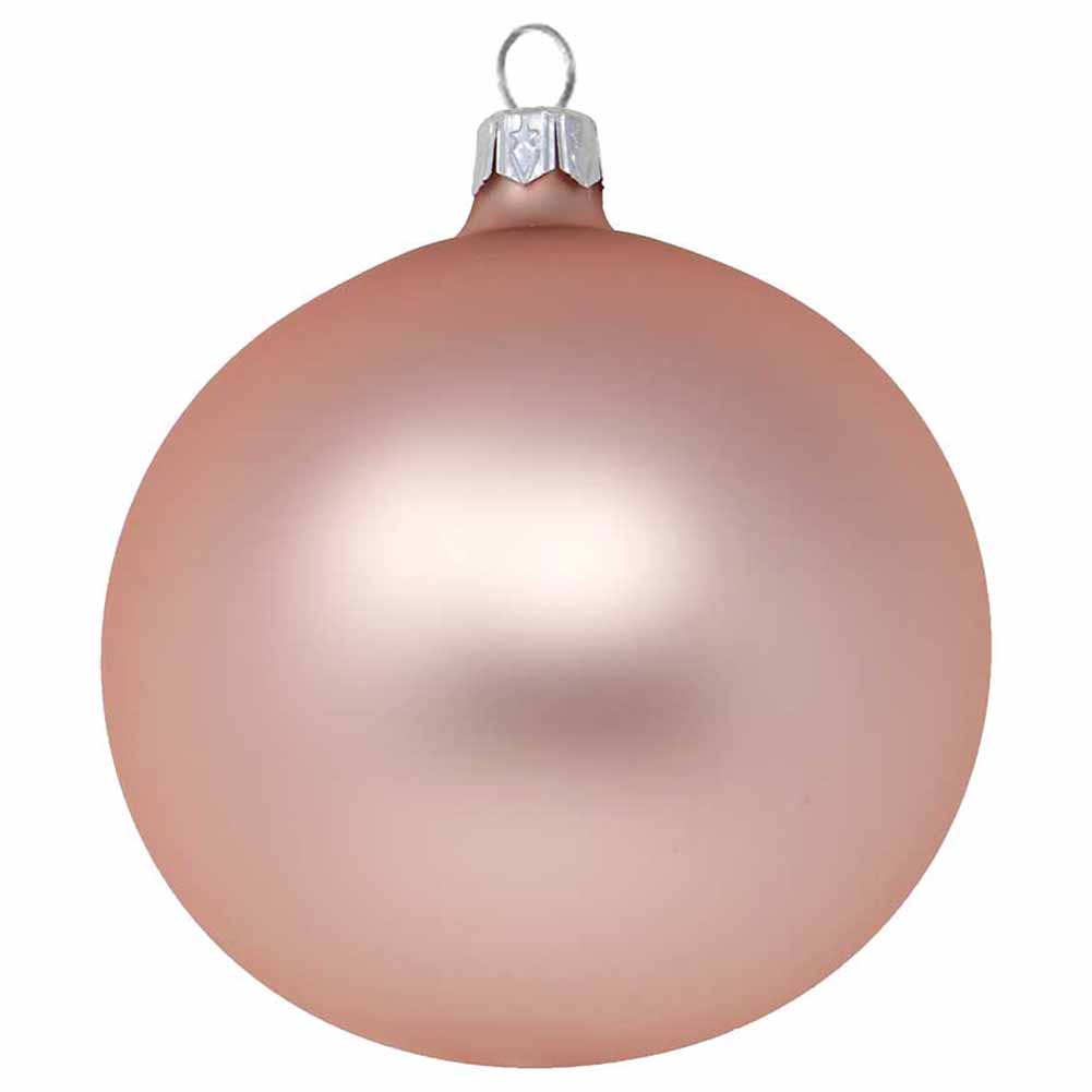 Confezione di 4 palline di Natale in vetro rosa cipria opaco 10cm 2