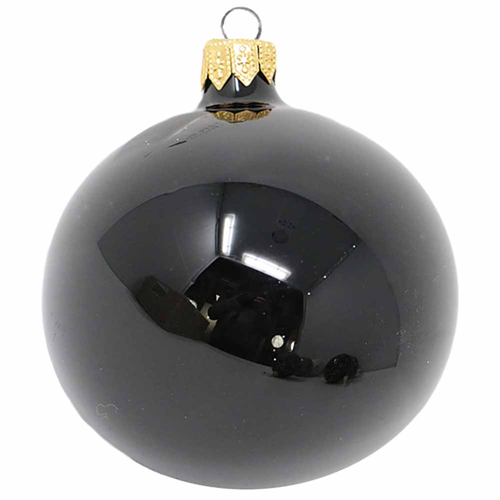 Confezione di 6 palline di Natale in vetro nero lucido 8cm 2