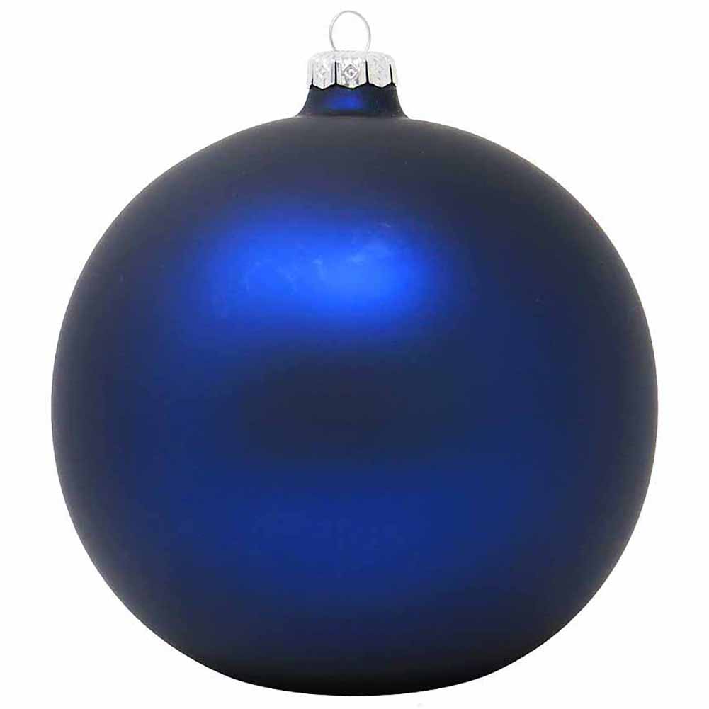 Confezione di 4 palline di Natale in vetro blu notte opaco 10cm 2