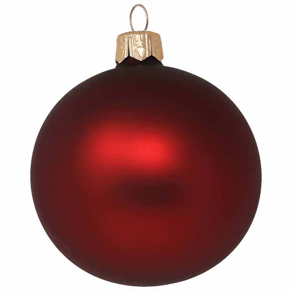 Confezione di 4 palline di Natale in vetro bordeaux opaco 10cm 2