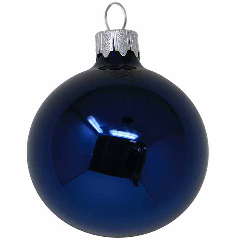 Confezione di 4 palline di Natale in vetro blu notte lucido 10cm 2