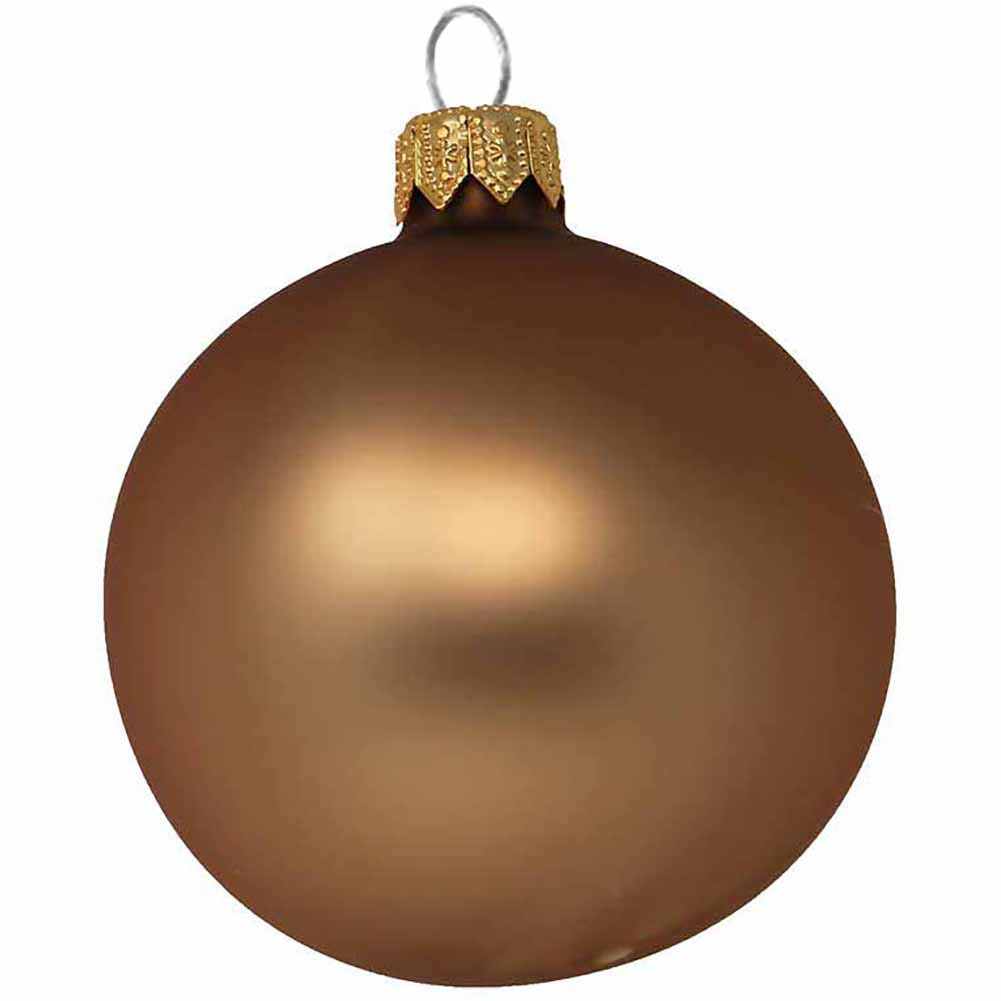 Confezione di 6 palline di Natale in vetro cammello opaco 7cm 2