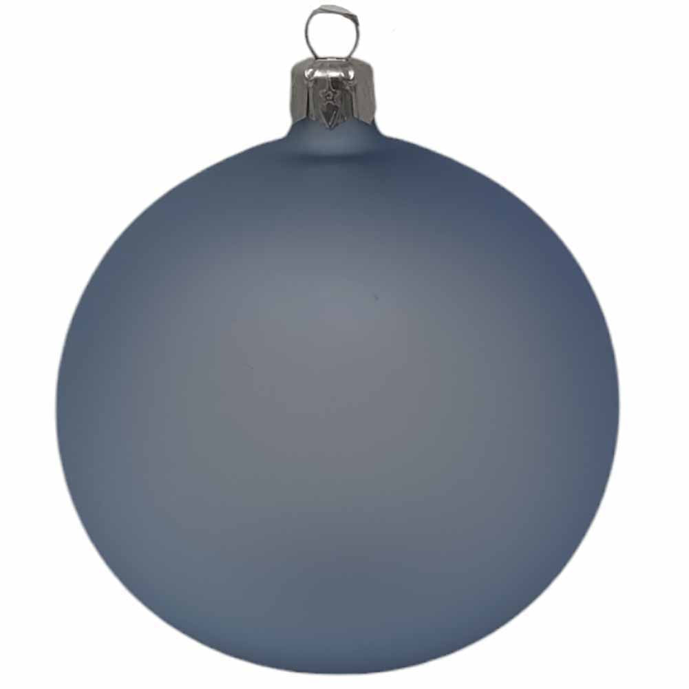 Confezione di 4 palline di Natale in vetro cielo invernale traslucido opaco10cm 2