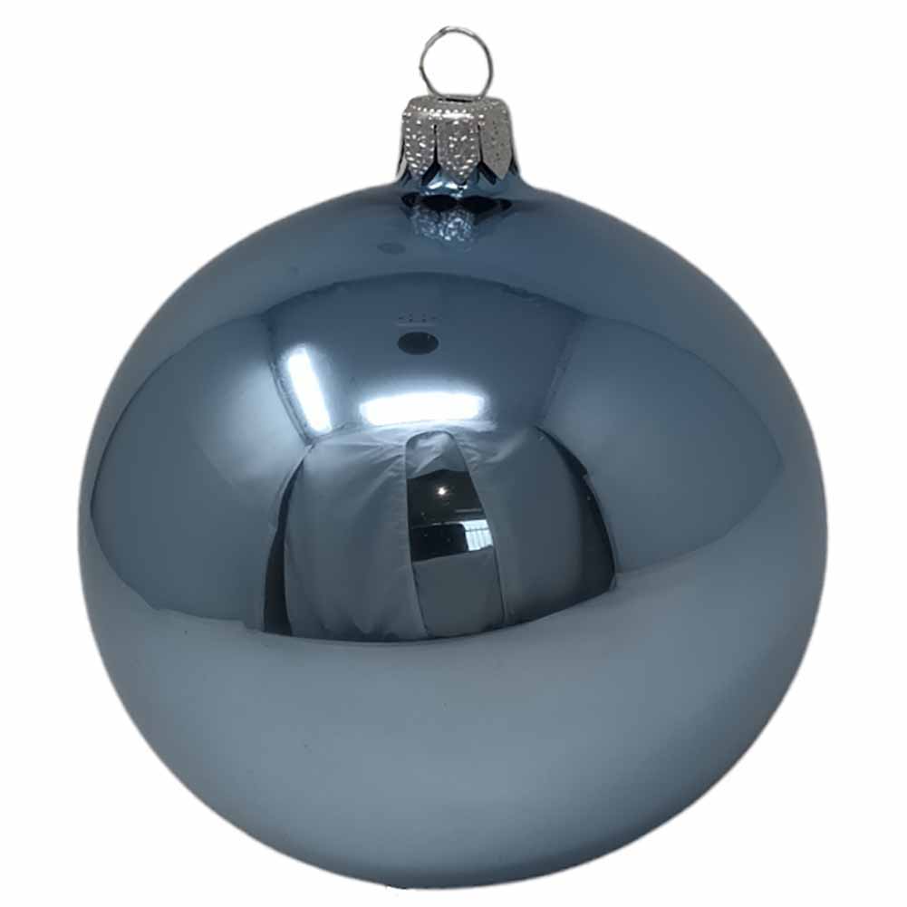 Confezione di 4 palline di Natale in vetro cielo invernale lucido 10cm 2