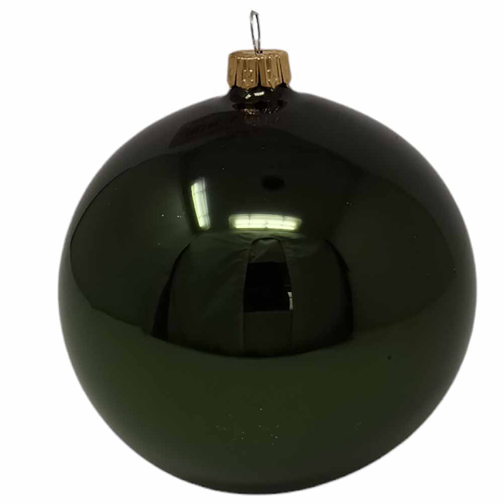 Confezione di 6 palline di Natale in vetro verde bosco lucido 7cm