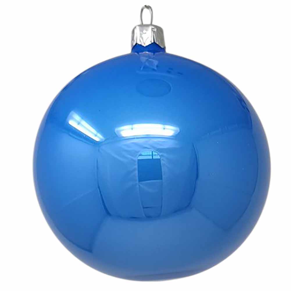 Confezione di 4 palline di Natale in vetro cielo smaltato 10cm 2