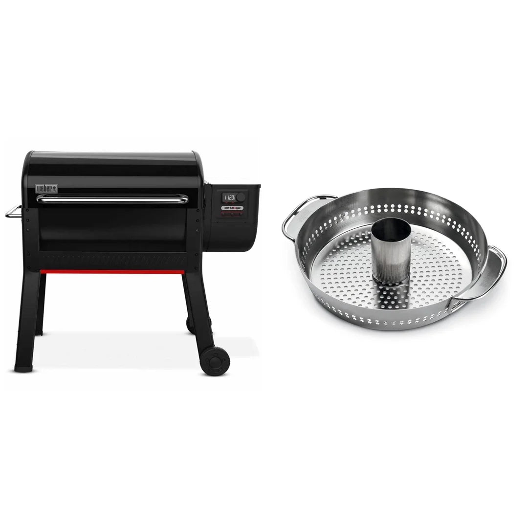 Weber Smoque XL barbecue a pellet con supporto cottura per pollo Gourmet Barbecue System 1