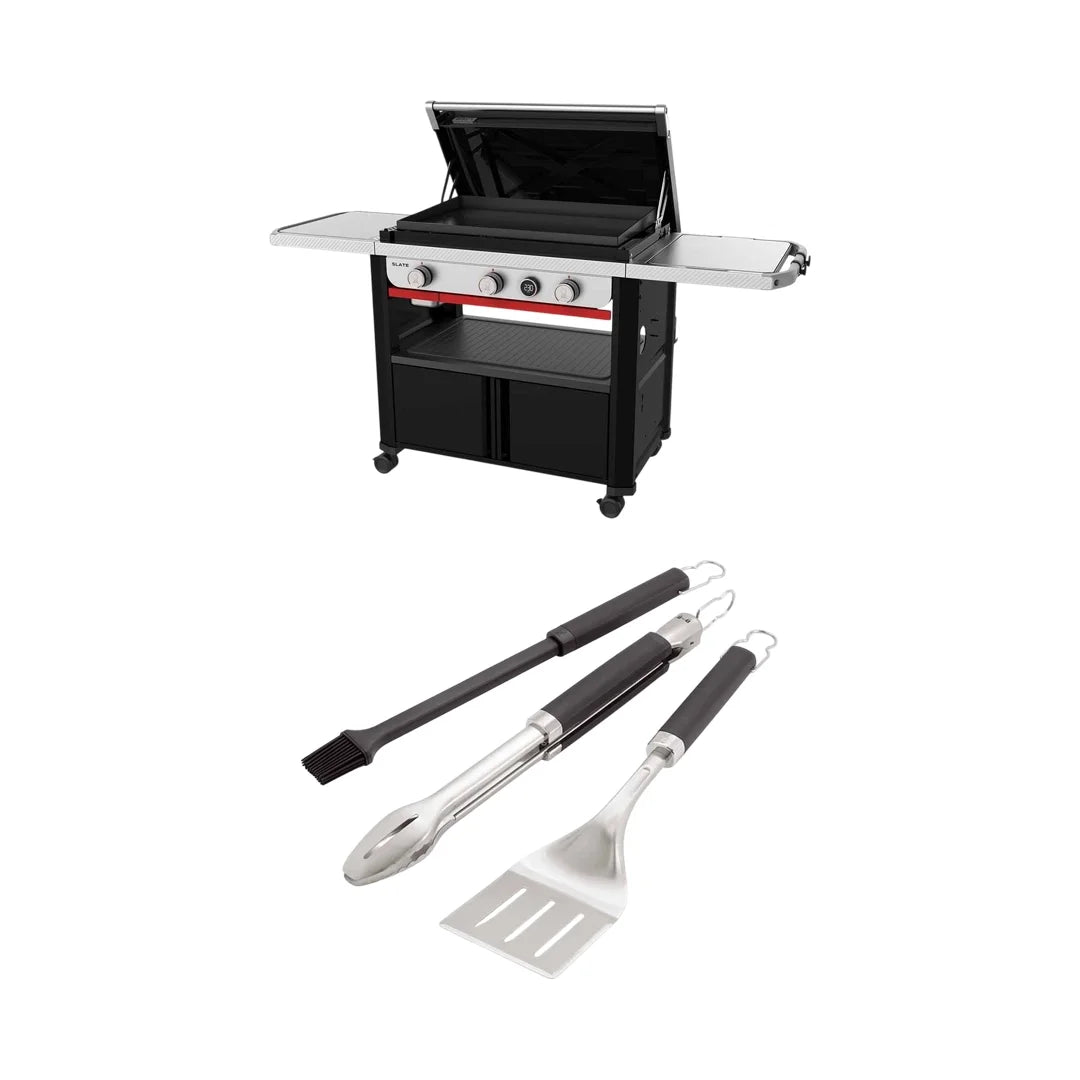 Weber SLATE GPD 76 cm piastra premium con display digitale e kit 3 posate 1