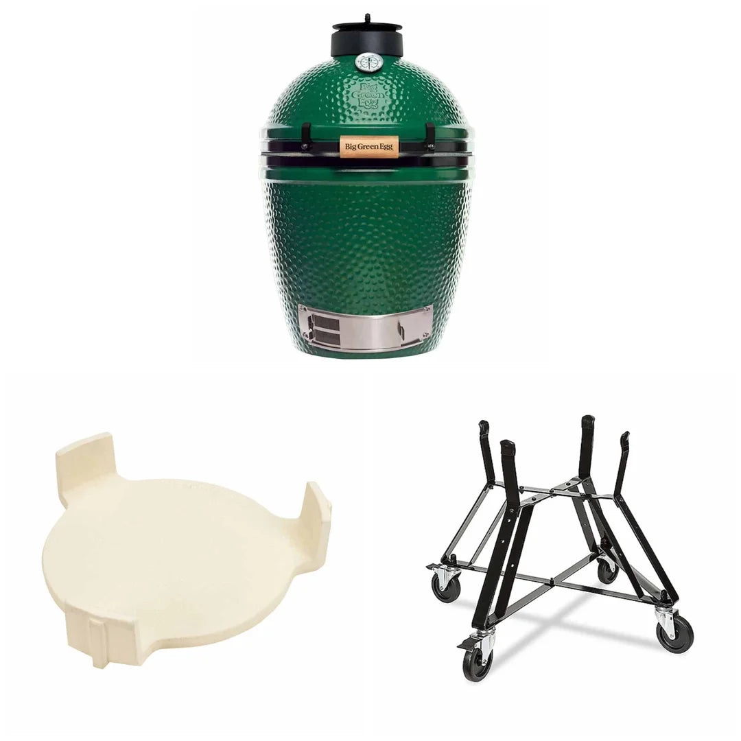 Big Green Egg Medium barbecue a carbone in ceramica con supporto e ConvEggtor