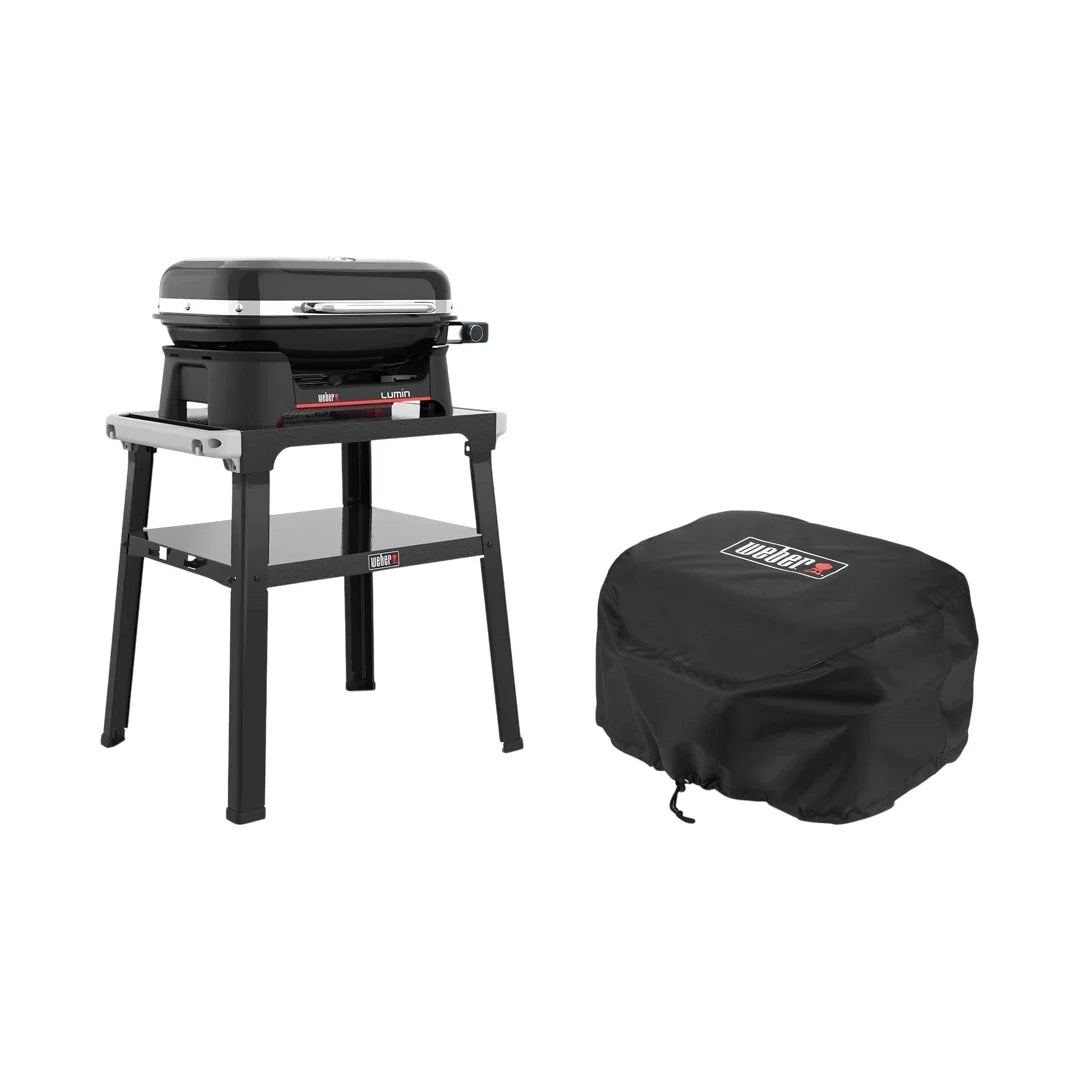 Weber Lumin con Stand Barbecue Elettrico 2200 W ad Alta Temperatura con cover premium