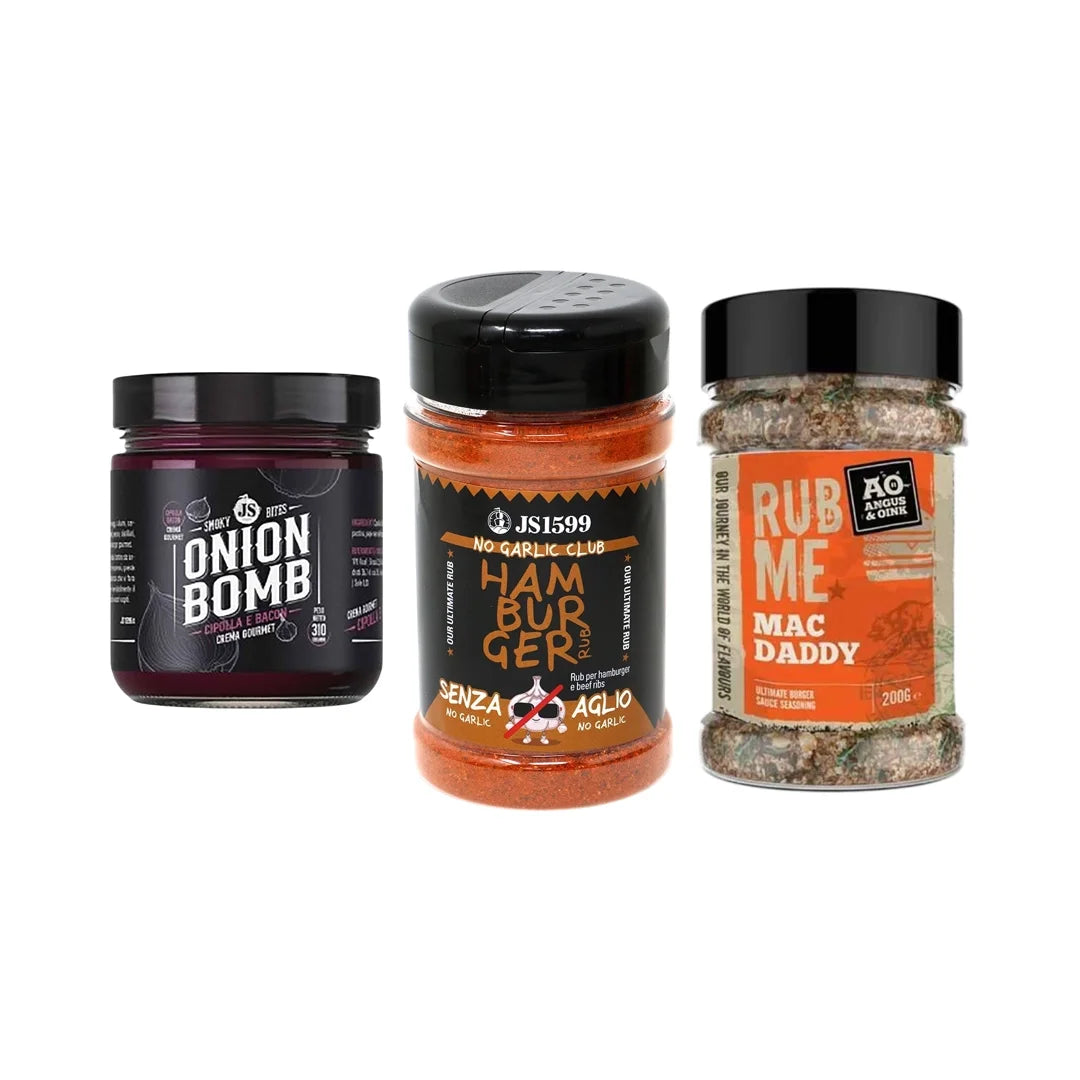 Box Ricetta Bomb Mac Burger – Rub Hamburger, Rub per Salsa Burger e Salsa Onion Bomb
