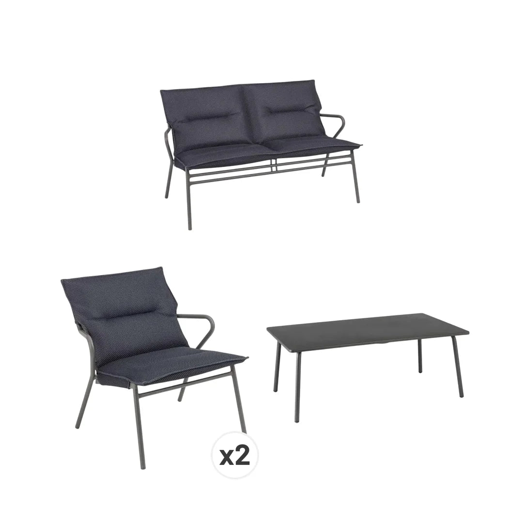 Set Divano Sedie e Tavolino Lafuma dark grey