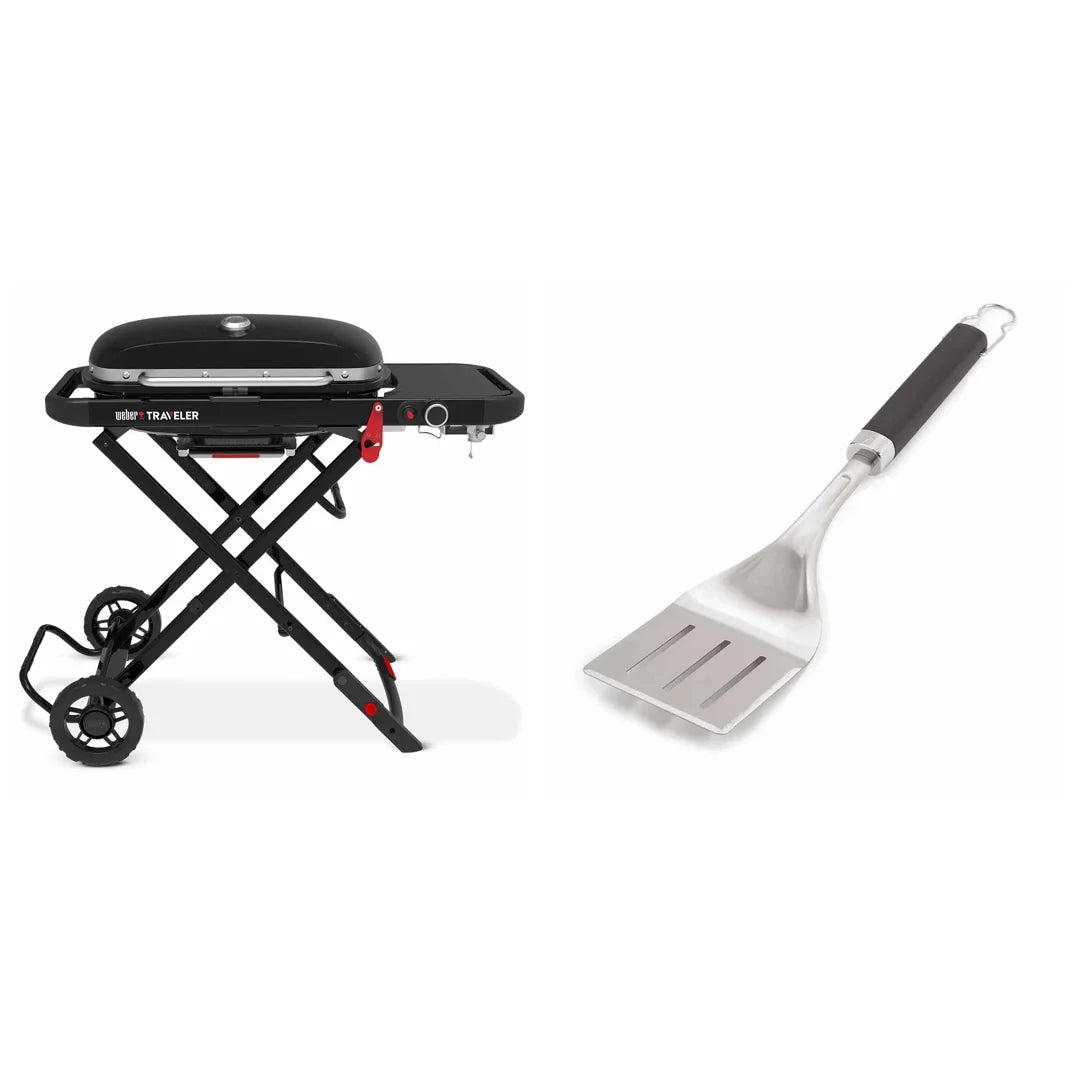 Weber Traveler barbecue a gas portatile con Paletta precision 1