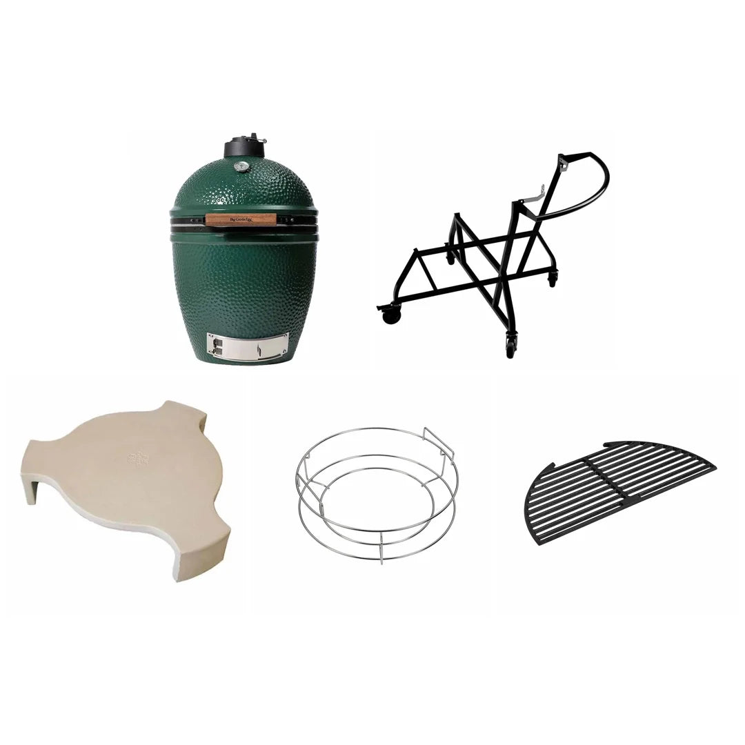Big Green Egg Large barbecue a carbone in ceramica con ConvEggtor e supporto mobile