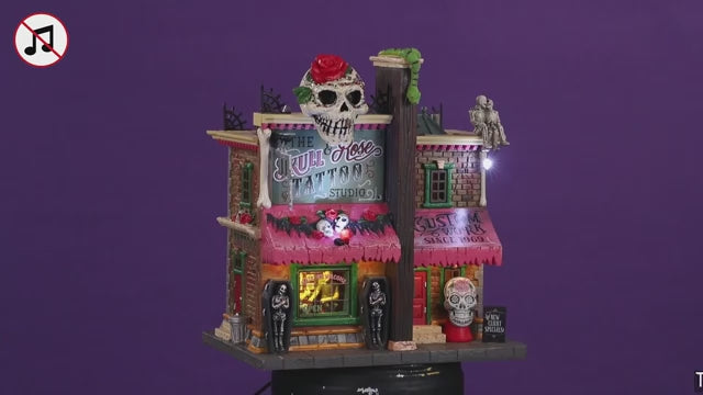 The Skull And Rose Tattoo Studio Spooky Town Lemax Cod 15751