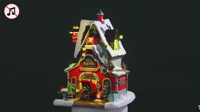 The Elf Service Sleigh & Sled Repair Santa's Wonderland Lemax Cod 55315