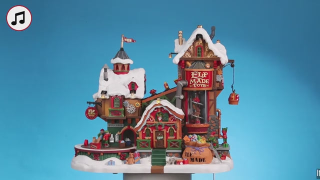 Elf Made Toy Factory with 4.5V Adaptor (AA) Santa's Wonderland Lemax Cod 75190