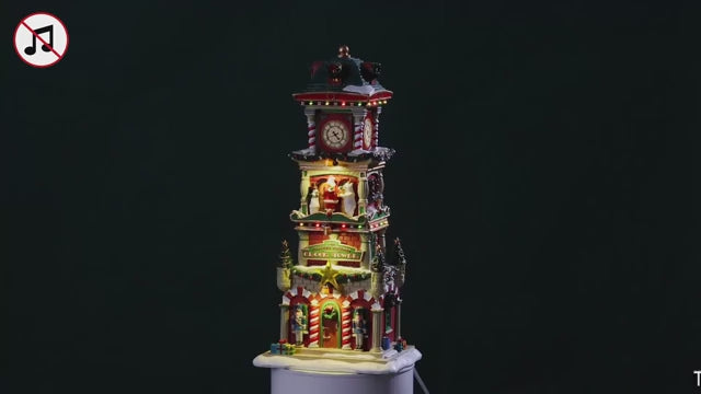 The Village Square Clock Tower Santa's Wonderland Lemax Cod 55320