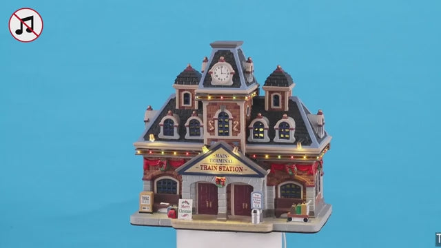 Main terminal train station with 4.5V Adaptor Caddington Village Lemax Cod 75194