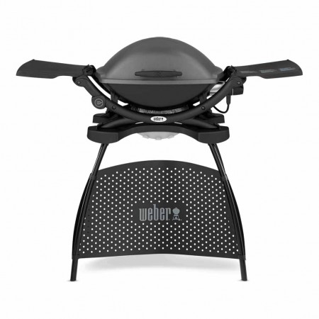 Barbecue Weber Q 2400 grigio scuro con ripiani e stand